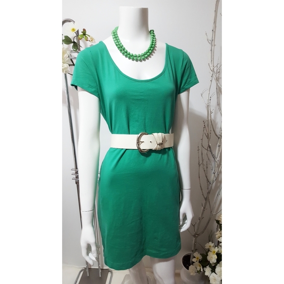 90's-Y2K💚 Stretchy T-shirt Short Sleeve Dress - Picture 2 of 6